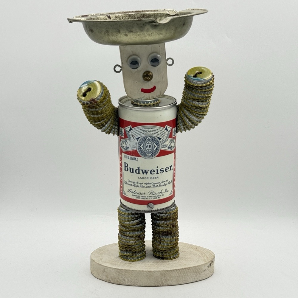 VTG Risque Budweiser Bud Beer Can Mechanical Funny Fun Folk Art Bottle Cap‎ Man